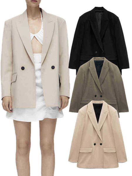 

suit 2021 early autumn new women clothing allcompetition loose casual doublebreasted jacket professional wear j220813, White;black