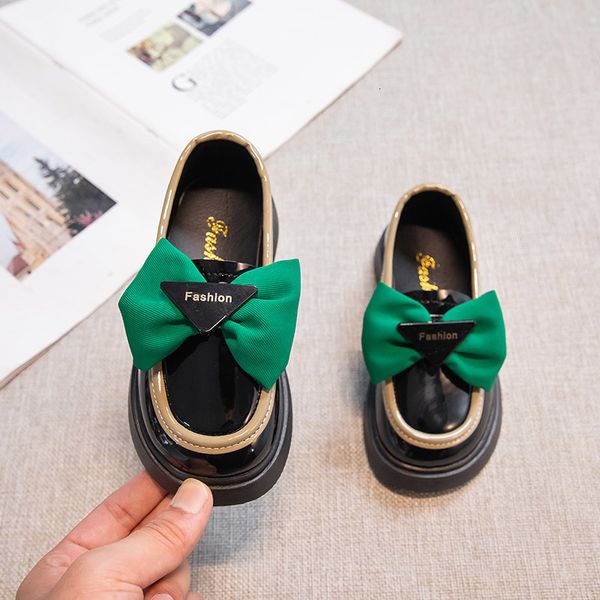 

sneakers british style leather shoes for girls children round head bow light comfortable flatbottomed loafers kids fashion casual 221125, Black;red