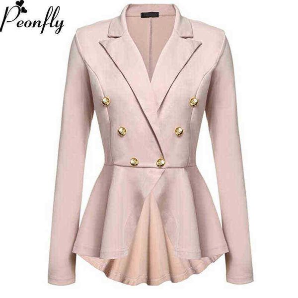 

peonfly fashion slim fit women jackets women ladies office jacket elegant female solid button j220813, White;black