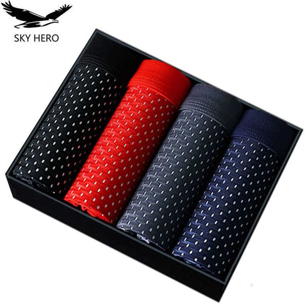 

men's cotton underwear large boxer seamless gift 4 pieces/batch, Black;white