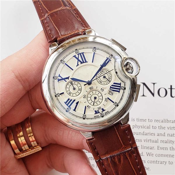 

watches luxury designer all dials working satch watch calendar leather strap brand quartz wristwatch, Slivery;black