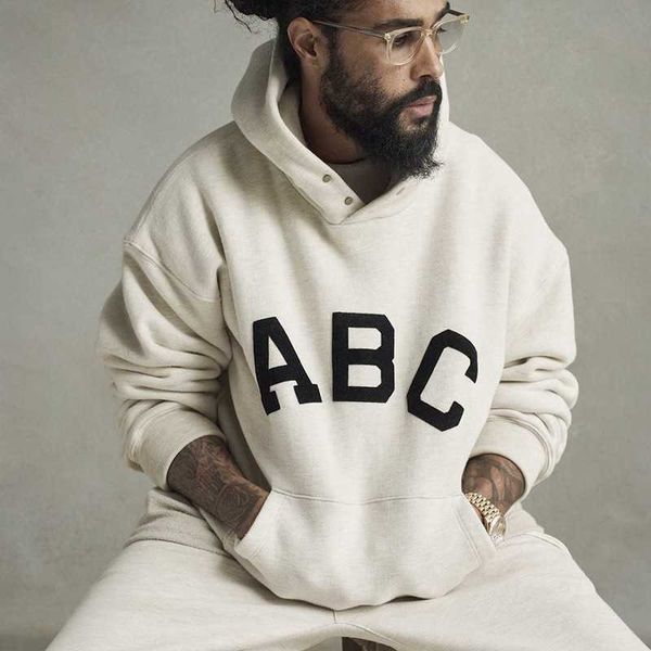 

hoodies hweatshirts essentials letter abc henry collar breasted high street men's and women's lovers, Black