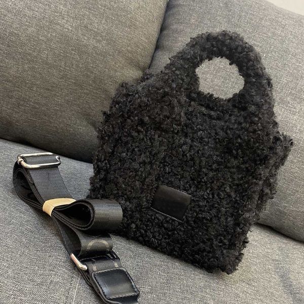 

mini tote bag fashion hairiness shoulder bags women crossbody purse winter handbags large capacity silver hardware removable wide strap cell