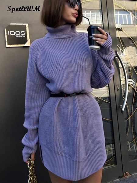 

women's sweaters women oversized turtleneck knitted sweater elegant solid long sleeve sweater dress autumn winter casual thick warm jum, White;black
