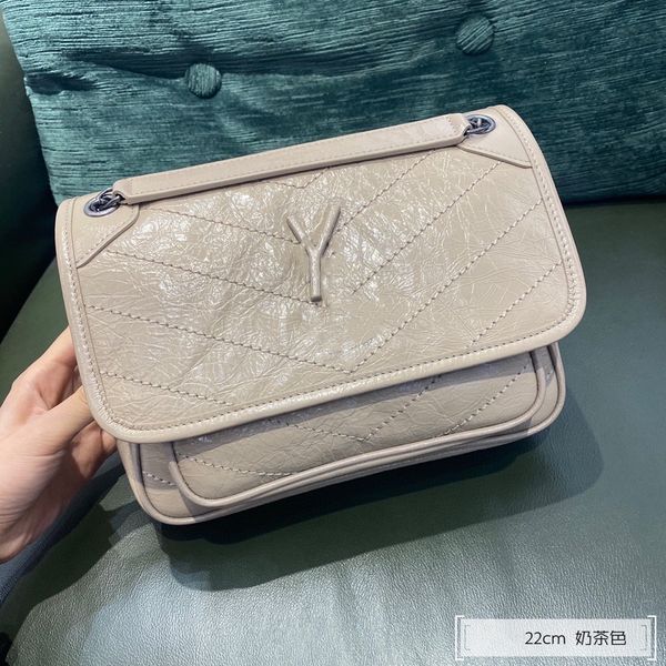 

high end chains single shoulder slung leather handbag european and american gold hardware trend fashion cross body bags