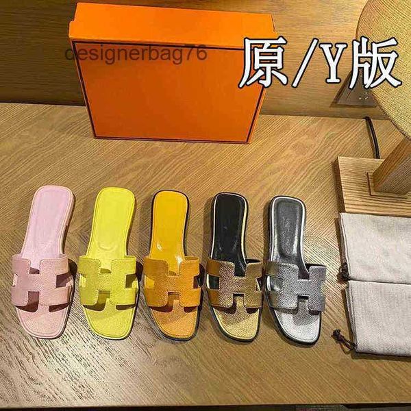 

sandals designer hermee oran slippers women ladies women's summer 2022 net red fasion versatile leater anti slip flat bottomed fasion l