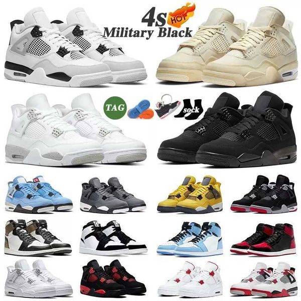 

2022 4 basketball shoes for men women 4s military black cat red thunder sail university blue white oreo cool grey shimmer mens trainers chea