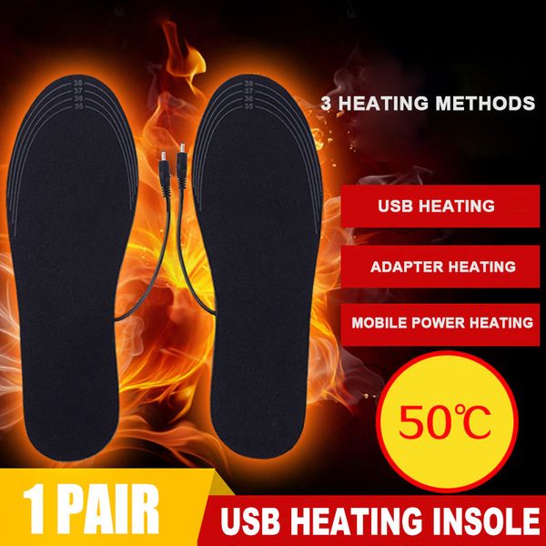 

shoe parts accessories 1 pair usb insoles heated thermal underwear men winter outdoor sports heating feet warmer sock pad washable 221125, White;pink