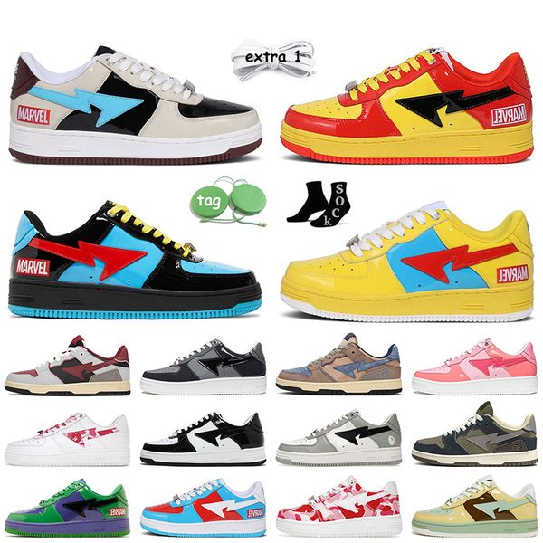 

outdoor sports bapesta running shoes grey black bapestas baped sk8 sta patent leather color camo combo pink oversized platform sneakers wome