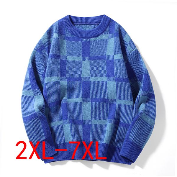

men's sweaters plaid knitted sweaters men clothes pullover male loose sweater brand mens winter casual knit sweater plus size 4xl 5xl 6, White;black