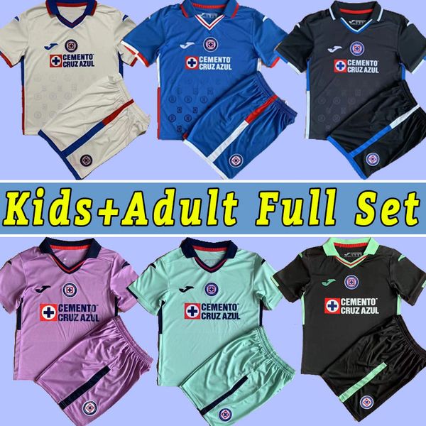 

mexico club cruz azul home blue away mens soccer jersey alvarado rodriguez pineda escobar cd football shirts 22-23 men kids child full kit g, Black;yellow