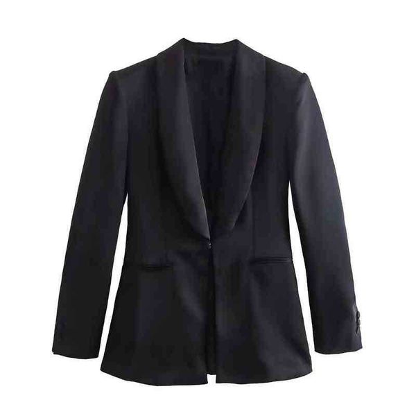 

wxwt 2022 women black slim blazer long sleeves turndown collar autumn outerwear female french vintage cd8611 j220813, White;black