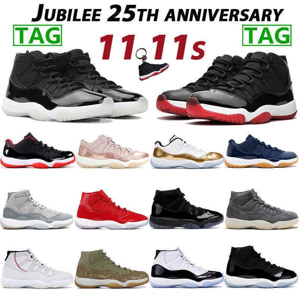 

basketball shoes blue platinum tint cap gown white metallic silver 11 11s jubilee 25th anniversary space jam legend men women, Black