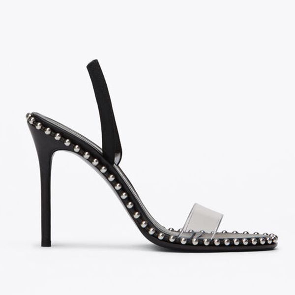 

dress shoes'nova sandals strap beaded chain rolling border trim with dust bag detailing, Black