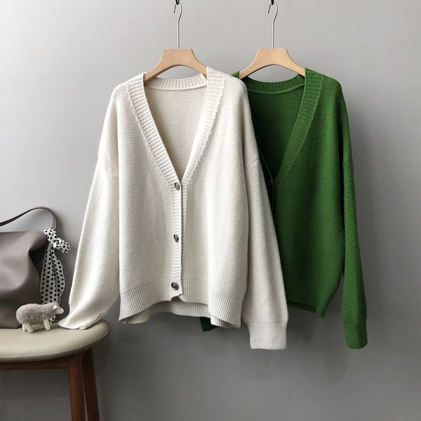 

women's knits tees hxjjp fashion vneck sweater women's autumn korean loose longsleeved knitted cardigan p622 221128, White