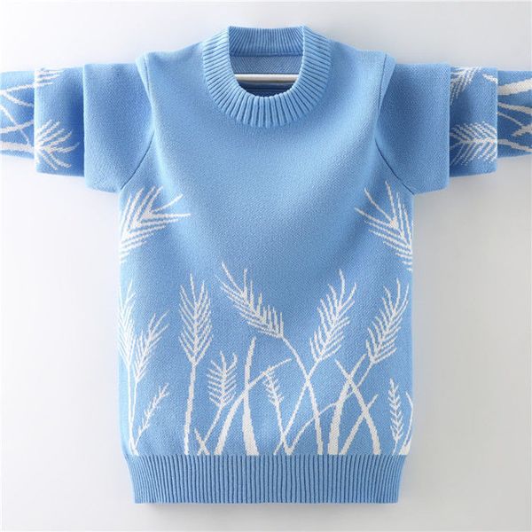 

pullover children's sweater autumn winter boys knitted warm sweaters fashion kids 6 8 10 12 years teenage clothes 221128, Blue