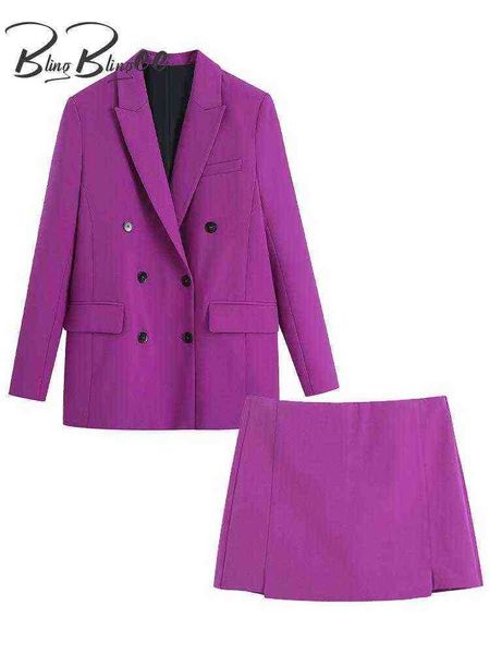 

suit blingblingee 2022 spring women met loose blazer suits double breasted purp, White;black