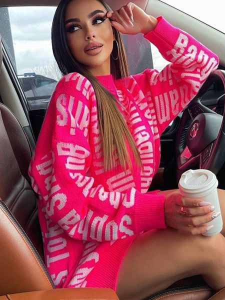 

casual dresses tawnie mini sweater women knitted o neck long sleeve oversized autumn winter for year 221125, Black;gray