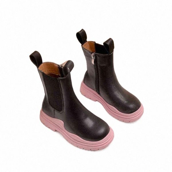 

kids boots chelsea boots girl shoes platform y1227 autumn children fashion casual ankle high waterproof thick sole for baby d9jz#, Black