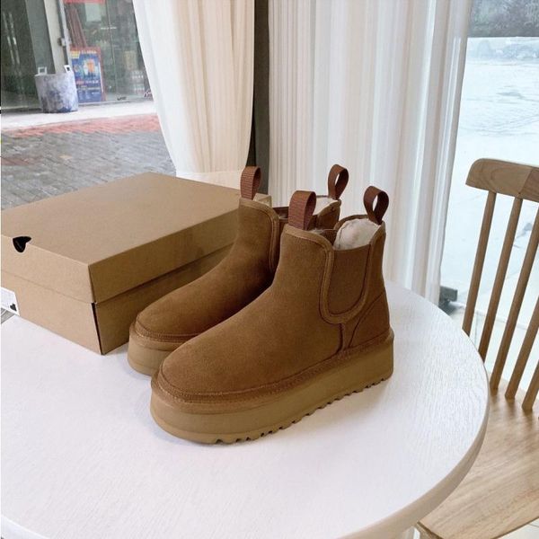 

lady girl women neumel chelsea platform boots chestnut black suede shearling snow boot australia aus brand new winter shoes ankle mini qcwb