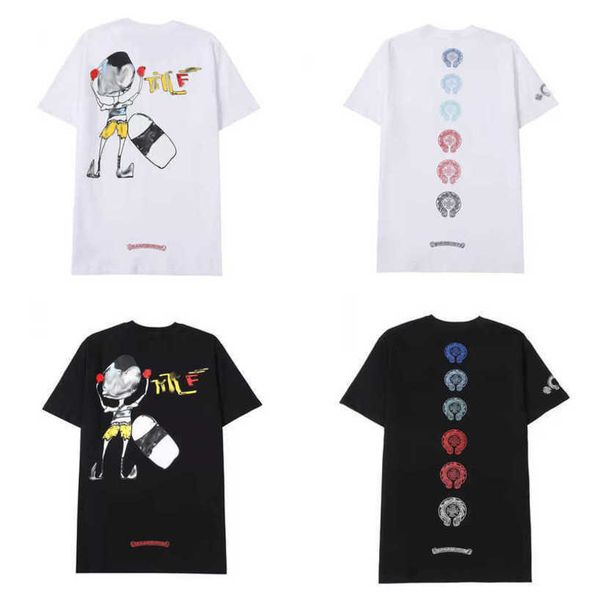 

fashion luxury men's t shirt ch brand tees men women sanskrit letter short sleeve horseshoe couple t-shirts designer polos tshirts cro, White;black