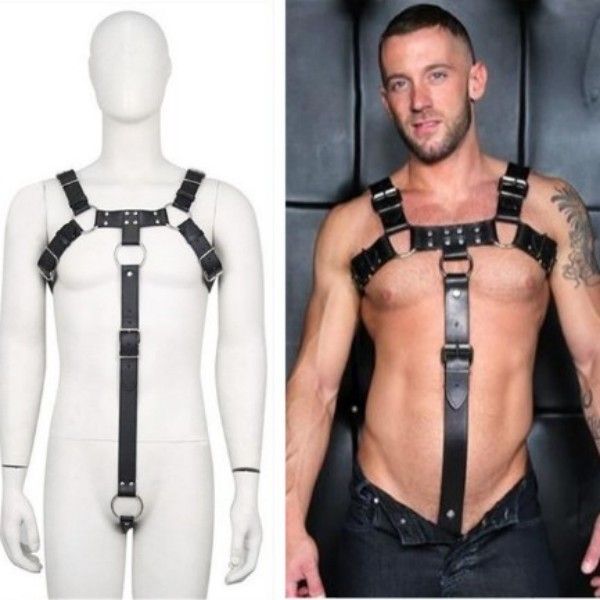

costume accessories pu leather body harness gothic punk adjustable rave costumes straw skirt for bondage clubwear, Silver