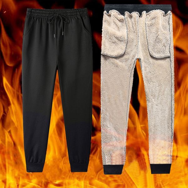 

men's pants dihope thicken sweatpants winter plus velvet padded trousers slim large size warm solid trend sports jogges m-5xl 221124, Black
