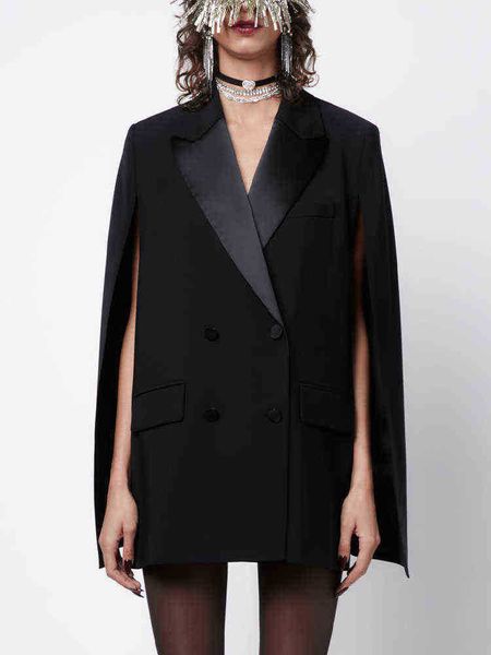 

za new product autumn and winter women fashion allmatch style lapel pocket doublebreasted casual suit jacket j220813, White;black
