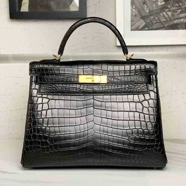 

bags womens herme designer shoulder classic hermee crocodile 25 dumb gold buckle single shoulder messenger black ladys leather kellies tote