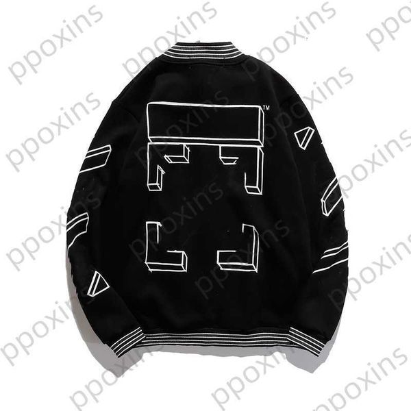 

offs men's jacket fashion brand geometric arrow sweater graffiti sketch collar and women's baseball suit, Black;brown