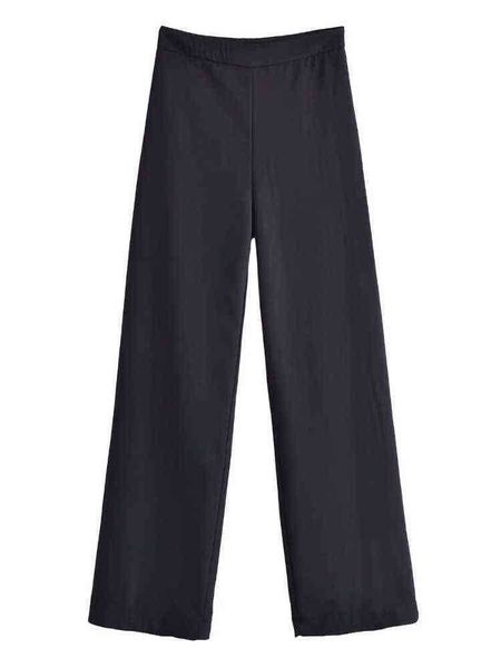

smld women wide pipes black pants 2022 new fashion for female loose high waist boot cut straight pants zipper casual chic j220813, White;black