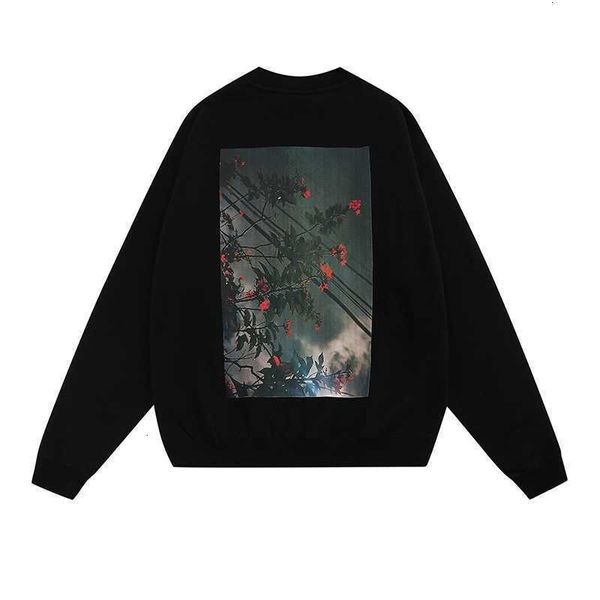 

hoodies hweatshirts fog essentials floral pattern plush round neck sweater loose high street top, Black