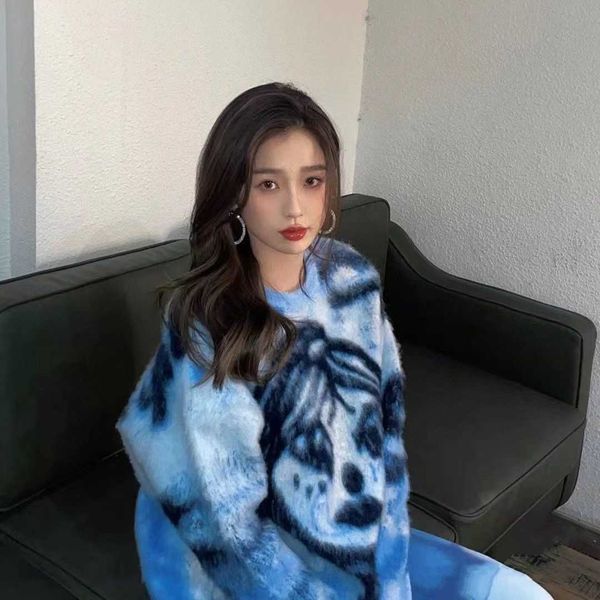 

designer women's sweaters original gvc co branded graffiti girl mohair round neck sweater yu shuxin small orchid same style, White;black
