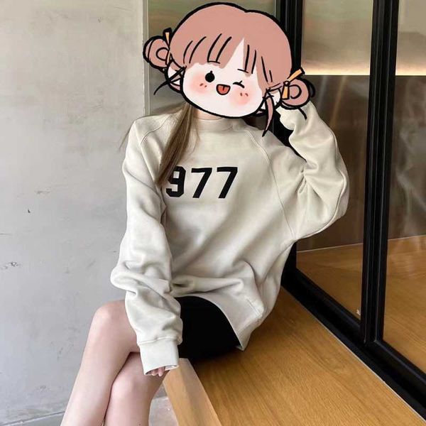 

hoodies hweatshirts 2022 early autumn new fog essentials 1977 sweater crew neck letter fashion couple top, Black