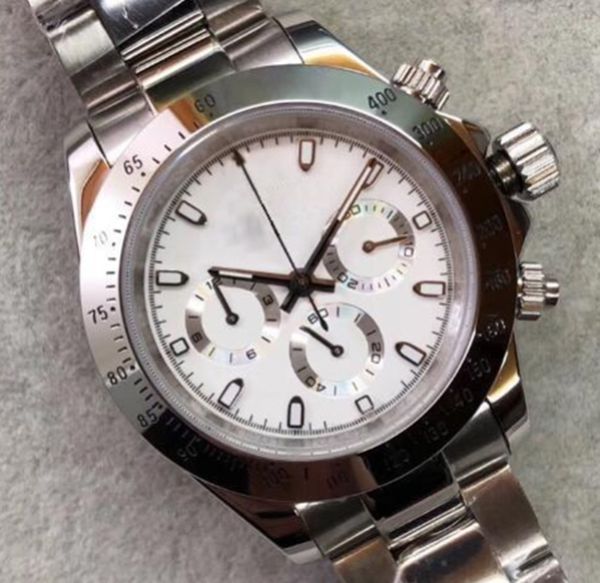 

st9 men's automatic mechanical watch luxury designer sapphire 40mm white dial ceramic bezel small dial full work stainless steel envio, Slivery;brown