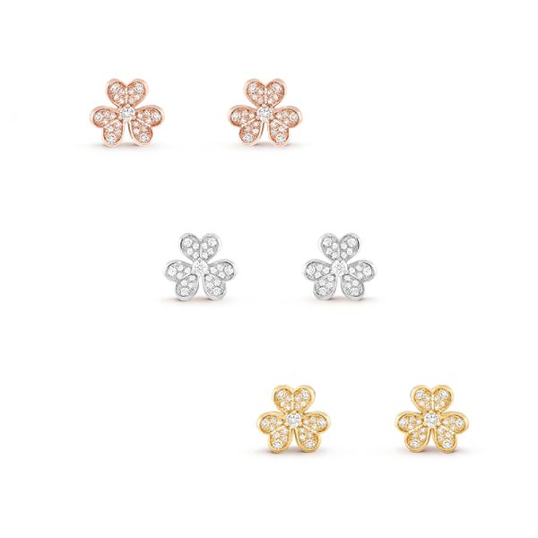 

lucky clover stud earrings designer for women letter v four-leaf cleef mini luxurious jewelry diamond earings gold rose gold silver, Golden;silver