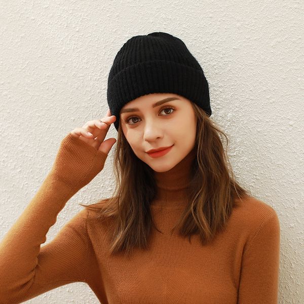 

beanieskull caps winter hat plus fleece warm fashion soft beanie men's women's hats outdoor thickening ski sports knitted brimless, Blue;gray