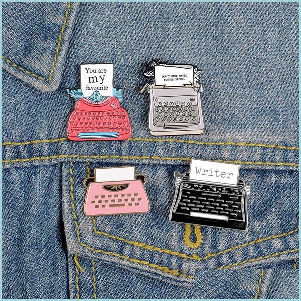 

pins brooches vintage typewriter enamel pins pink heart plant bages brooches for women classic jewelry jackets backpack bag dhgarden dh4lz, Gray