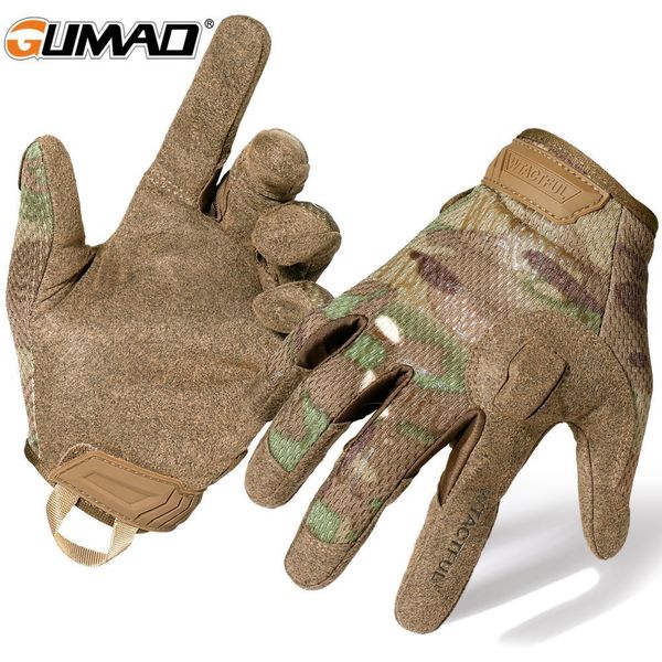 

five fingers gloves men camouflage tactical full finger airsoft army military sports riding hunting hiking bicycle cycling paintball mittens, Blue;gray