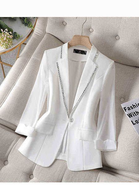 

women's white black blazer summer half sleeve thin women jacket female korean style v neck office suit jacket women clothing j220813