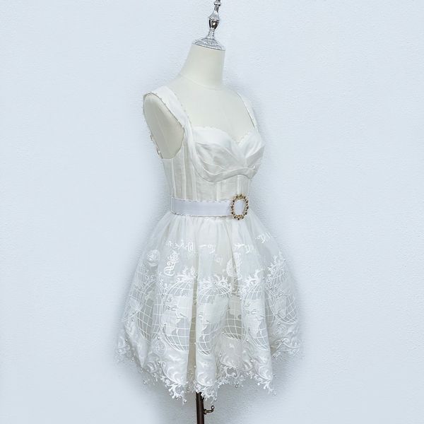 

casual dresses australian designer designed silk linen mesh embroidered suspender dress in spring and summer 2023, Black;gray