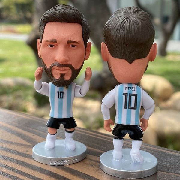 

7cm sport figure handmade model around the world cups portugal c ronaldo argentina messinemal russia worlds cup gift ball star dolls handmad