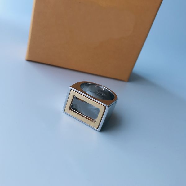 

fashion luxury band wide rings men lady brass engraved hollow out f letter 18k gold wide ring women jewelry gifts frn --08, Silver