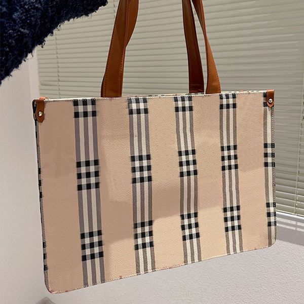 

plaid handbags tote shopping bag women shopping bags war horse pattern leather handle inside fashion letters large capacity pocket brand big