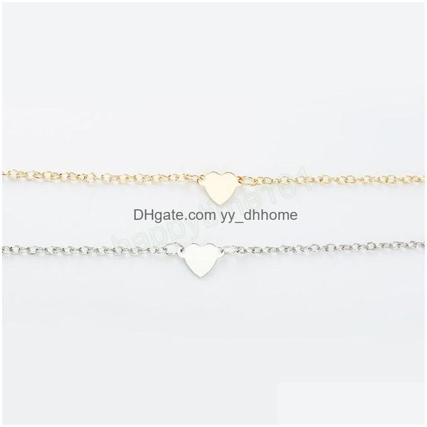 

charm bracelets charming heart bracelets bangles for women girls gold sier color metal statement 2022 fashion jewelry drop delivery dhrli, Golden;silver