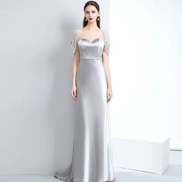 

mermaid evening dresses crystals beaded sheer neck off shoulder sleeves side split women formal prom gowns cocktail party dress plus size ch, Black;red