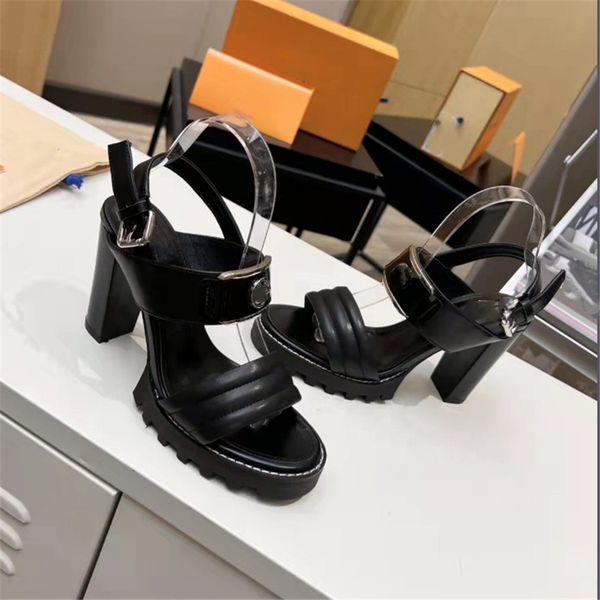 

fashion sandals luxury design louiseity women high heel leather letter logo wedding party casual slippers viutonity 03-017, Black