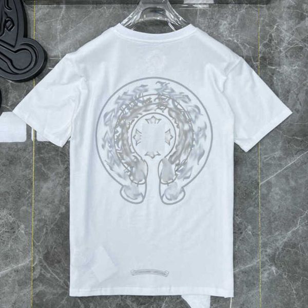 

luxury fashion women's t shirt ch brand tees men women sanskrit letter sweatshirts short sleeve horseshoe couple t-shirt classic cross, White