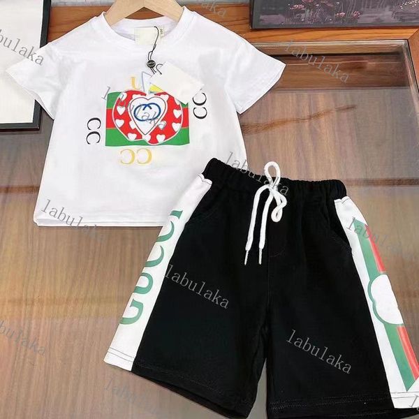 

luxury designer clothing sets kids t-shirt monogrammed shortst british brand summer childrens treasures girls cotton two piece, White