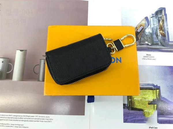 

Luxurys Designers Fashion men Key Wallets Buckle Bag Car Keychain Handmade Leather high quality Keychains Man Woman Monograms Purse Bags Pendant Accessories, Black flower#001